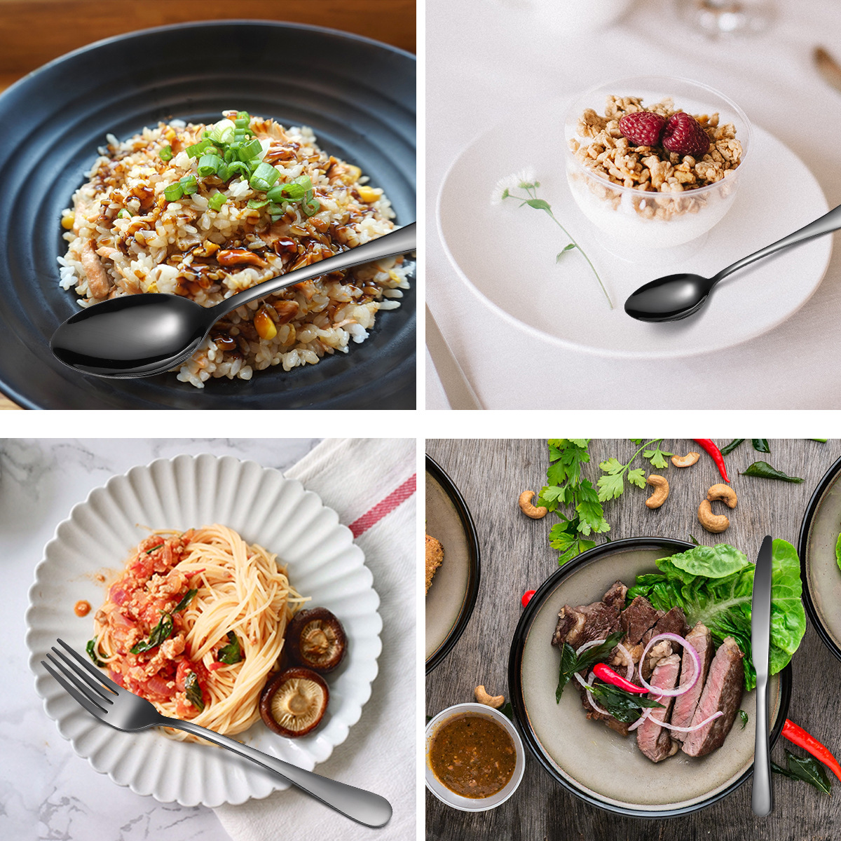 Neoksidebla ŝtala tablotablo 36 pecoj fiksitaj tranĉaĵoj starigitaj forko kulero aro donaco skatolo aro Amazon varma stilo produktoj 4