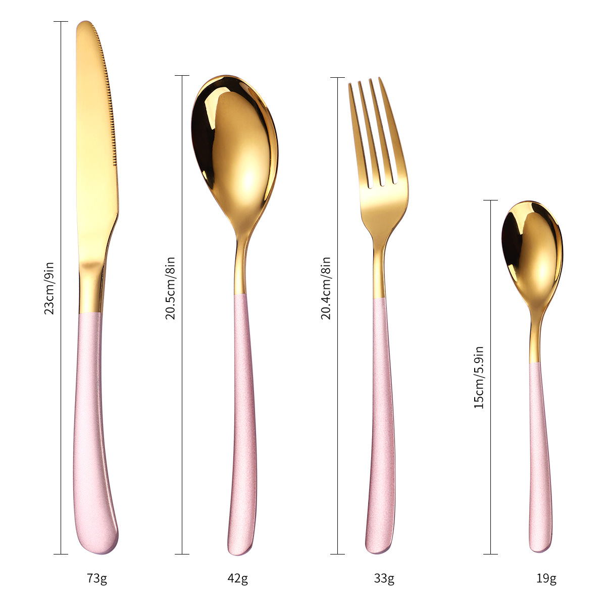 TABLA RACKA LUNULO 66 Neoksidebla ŝtala tranĉilo forko kulero ora tegita spray farbo 24 pecoj fiksita tablo tranĉilo forko spoo 4