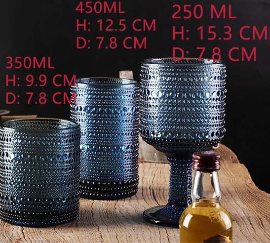 Provizita Pogranda Prezo Kolora Trinkado Vitra Vino Goblet Akvo Tumbler Bluaj Vitraj Tasoj Vintage 1