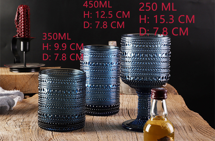 Provizita Pogranda Prezo Kolora Trinkado Vitra Vino Goblet Akvo Tumbler Bluaj Vitraj Tasoj Vintage 2