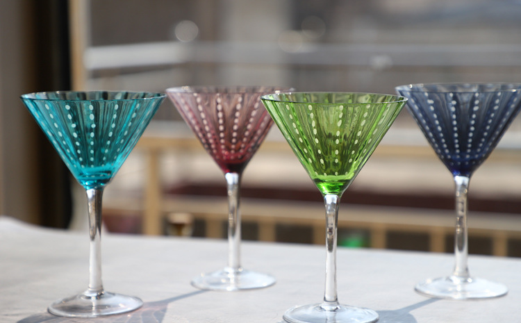 Ĉielo Blua Verda Burgonja Suko Salato Trinkware Goblet Kolora Koktela Vitra Pokalo Por Trinkejo Hotela Restoracio -Vendejo 2