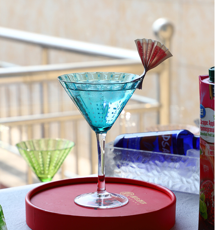 Ĉielo Blua Verda Burgonja Suko Salato Trinkware Goblet Kolora Koktela Vitra Pokalo Por Trinkejo Hotela Restoracio -Vendejo 4