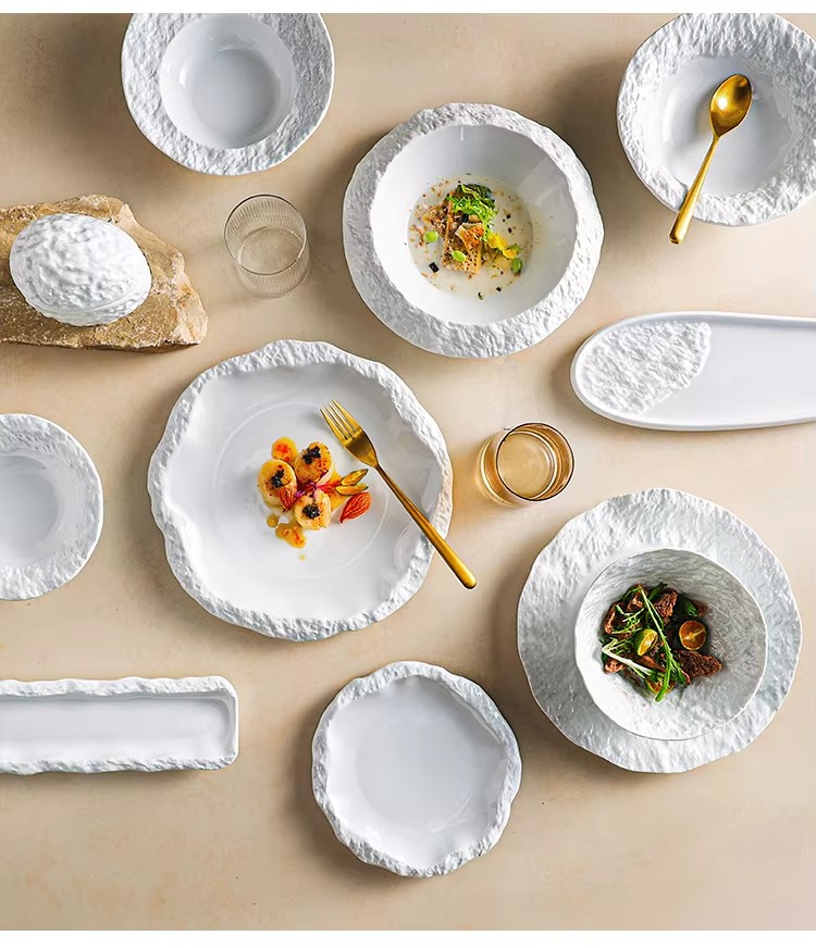 Horeca Restoracioj Flora Wavy Rim Assiettes Malmultekostaj Entrees Vespermanĝa Vespermanĝa Provizanto & Fabrikistoj 3