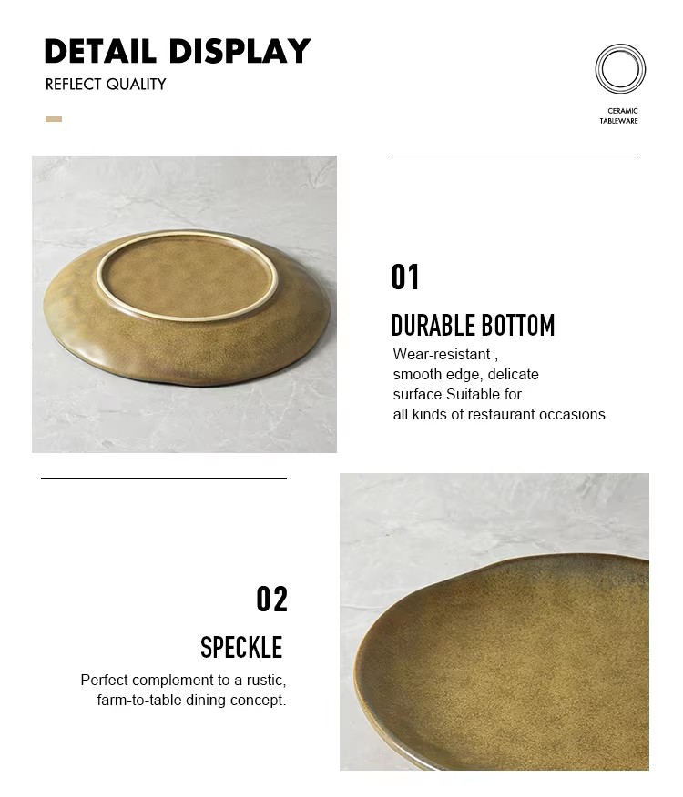 San -ŝtona ceramika vespermanĝa telero, nordia rustika makula plato 2