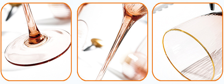 Vitraĵa fabriko Goblet ruĝa vino rozkolora ĉampana vitra geedziĝa viskio vitro kun ora rando 3