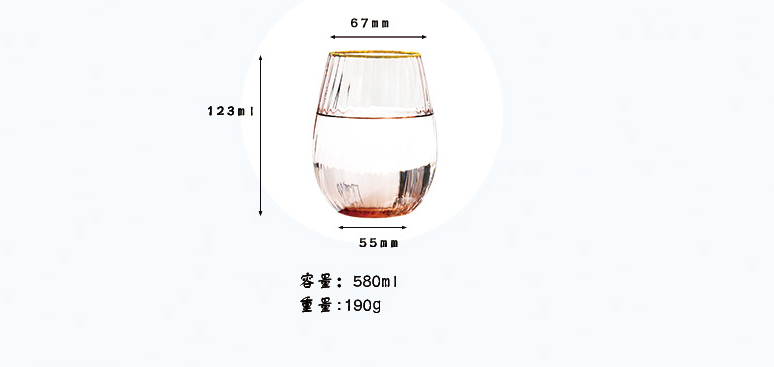 Vitraĵa fabriko Goblet ruĝa vino rozkolora ĉampana vitra geedziĝa viskio vitro kun ora rando 2