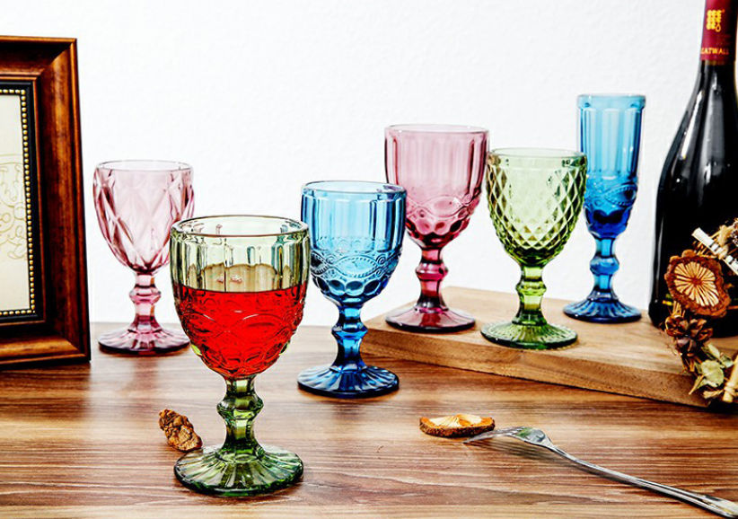 Vitra vino glaso goblet dikigita kolora ĉampano goblet eŭropa stilo vintage vino glaso 1