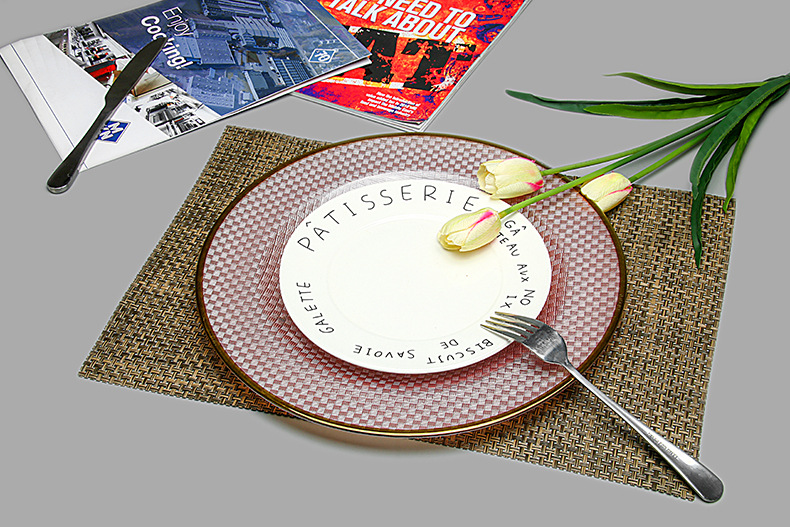 Elektroplatita Luksa Rondo 13 Inka Ora Kuraĝigita Rim Klara Vitra Ŝargilo Servaj Platoj Moderna Peza Peza Ŝargilo 1