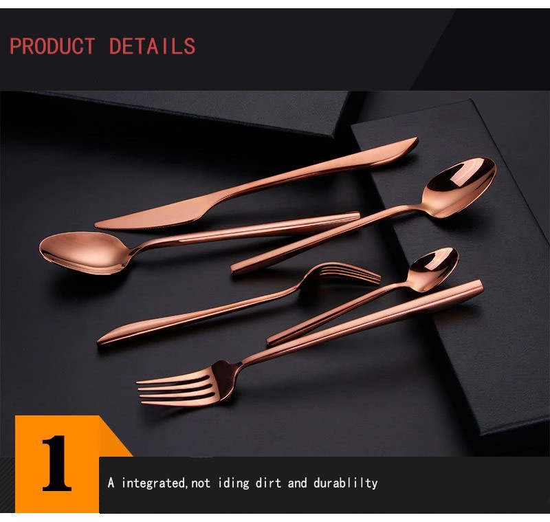 Geedziĝo 1810 Neoksidebla ŝtala roza ora tranĉilo Spoon Fork and Knife, Rose Gold Matted Cutlery, Flatware 2