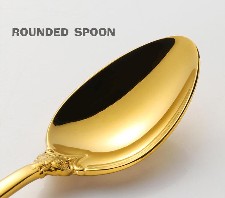 Luksa reĝa arĝenta ora tegita restoracio tranĉaĵoj 18/8 alta gamo neoksidebla ŝtala metala platware aroj por geedziĝo 9