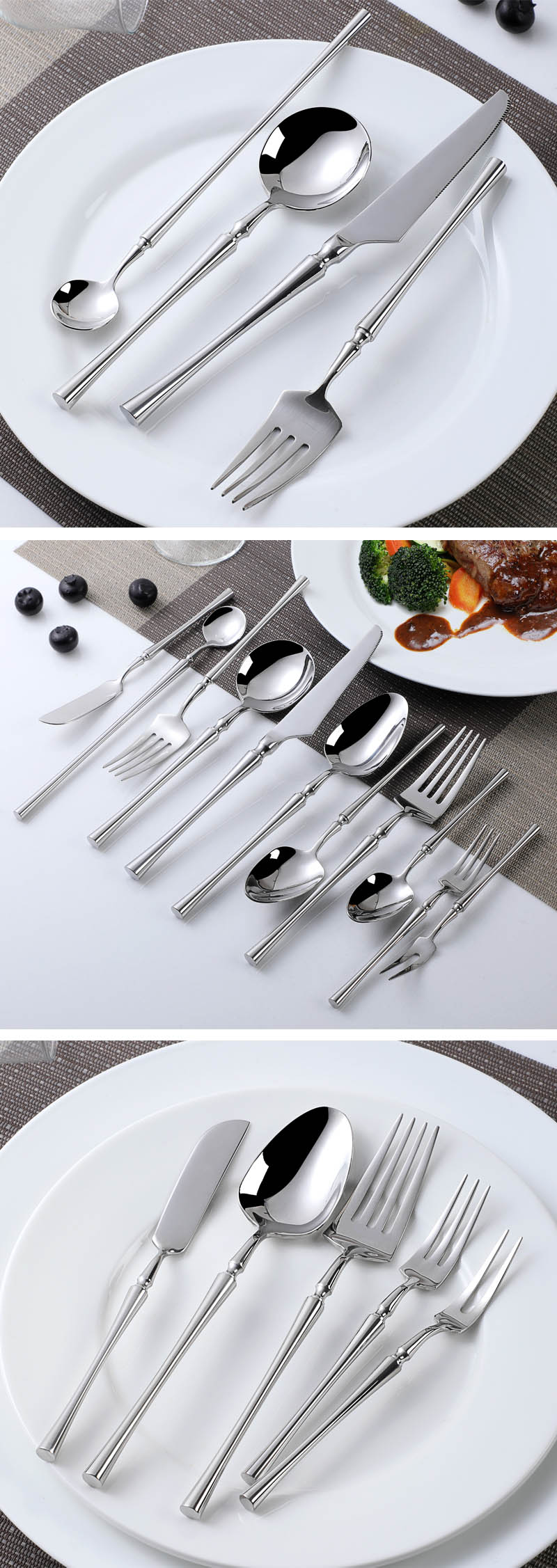 Tranĉilo Spoon Fork Set Gold Cutlery 5pcs Neoksidebla ŝtala platware Sets Cutlery Set 6