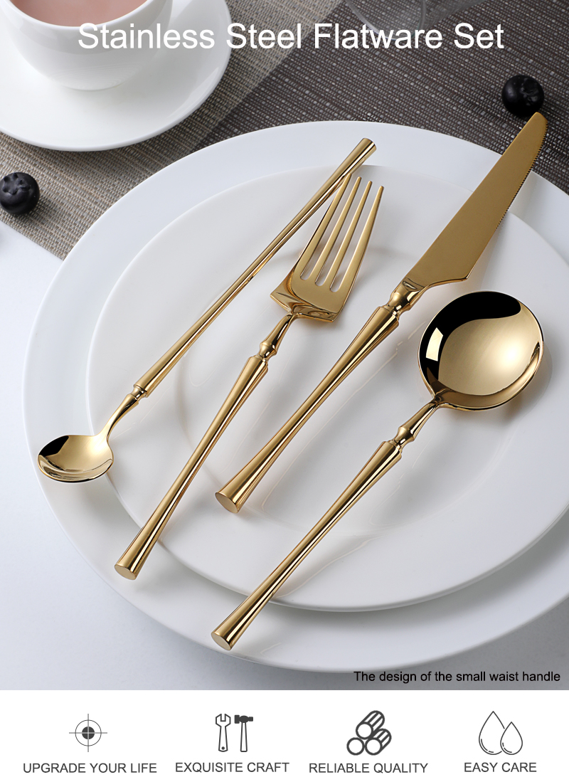 Tranĉilo Spoon Fork Set Gold Cutlery 5pcs Neoksidebla ŝtala platware Sets Cutlery Set 1