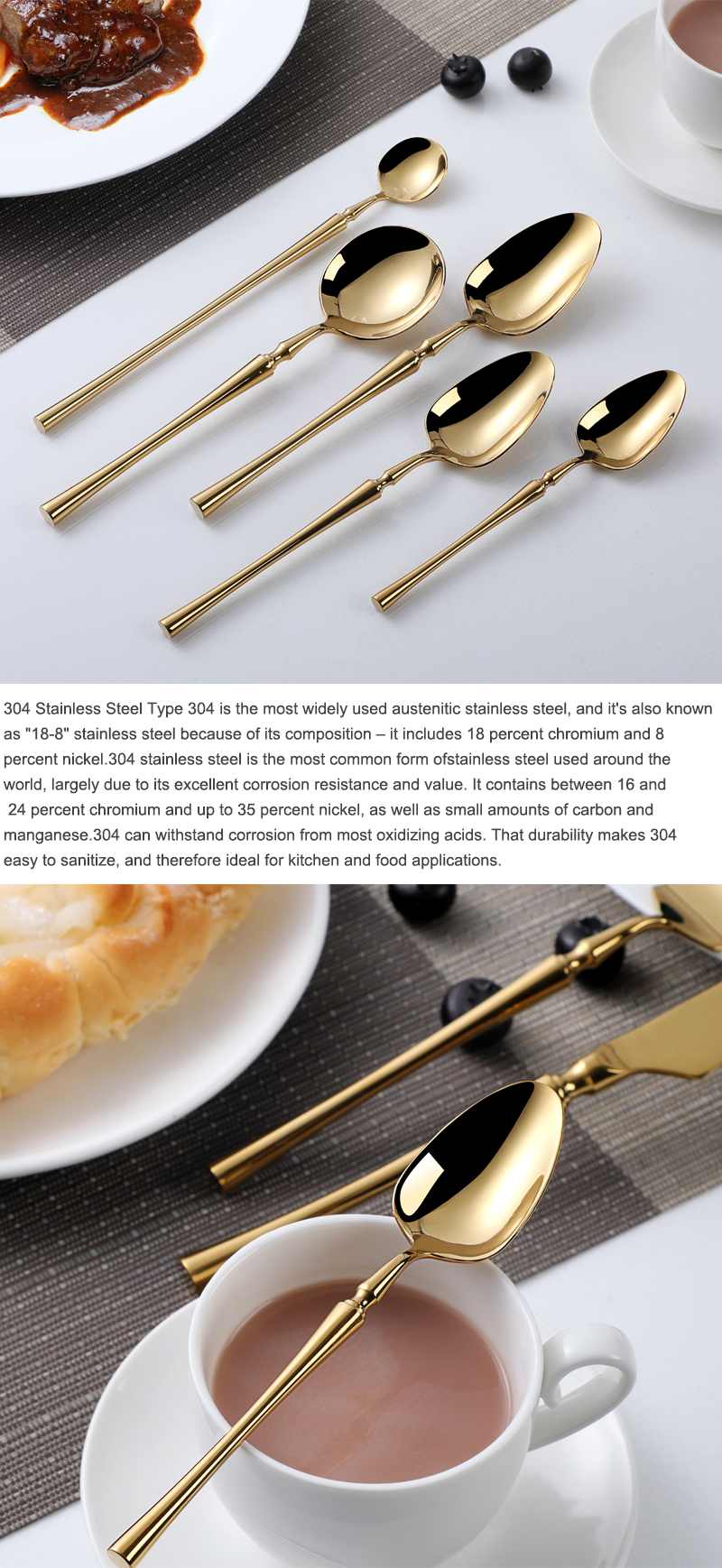 Tranĉilo Spoon Fork Set Gold Cutlery 5pcs Neoksidebla ŝtala platware Sets Cutlery Set 7