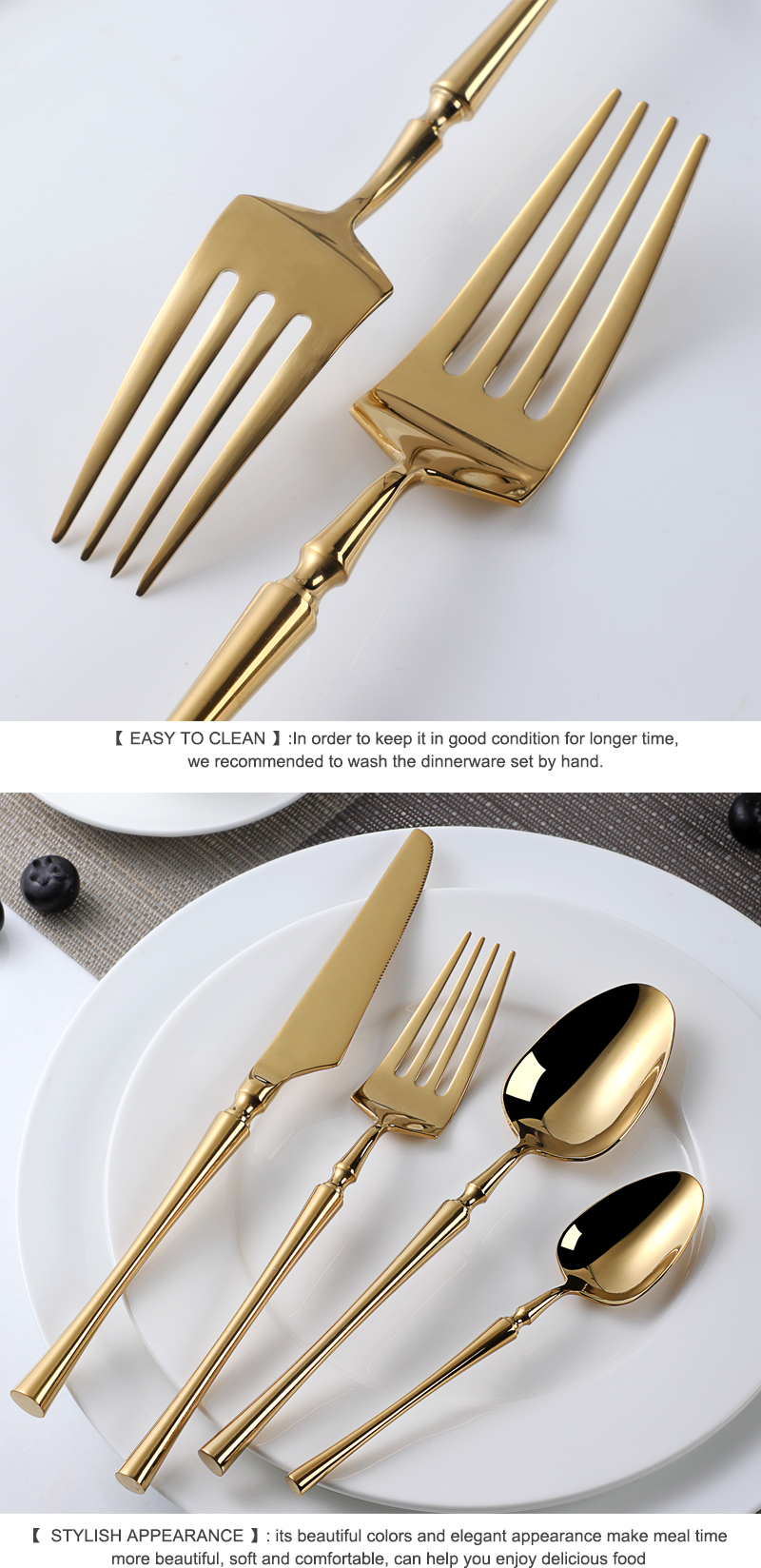 Tranĉilo Spoon Fork Set Gold Cutlery 5pcs Neoksidebla ŝtala platware Sets Cutlery Set 3