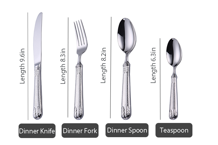 Brett Tableware Hollow Handle 4 Piece Neoksidebla Ŝtalo Luksa Arĝenta Arĝenta Moderna Reĝa Luksa Geedziĝo 1
