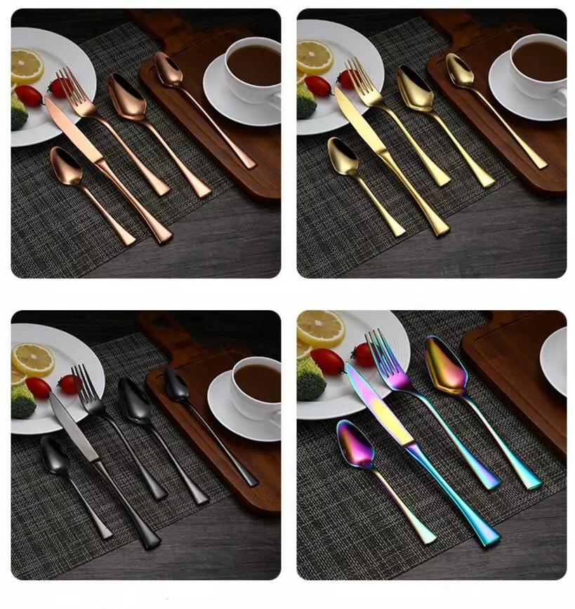 20-pecoj Rose Gold Flatware Set Neoksidebla ŝtala tranĉaĵo por hotela restoracio Aviado 1