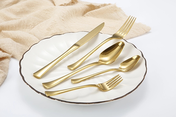 20-pecoj Rose Gold Flatware Set Neoksidebla ŝtala tranĉaĵo por hotela restoracio Aviado 5