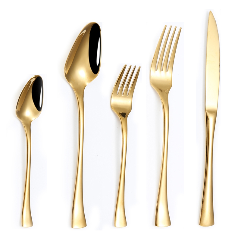 20-pecoj Rose Gold Flatware Set Neoksidebla ŝtala tranĉaĵo por hotela restoracio Aviado 3