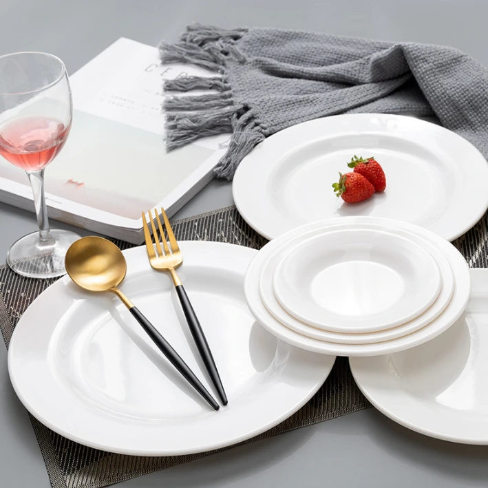 Bílý melamin A5 plastový plochý deska Flat Buffet High Bone Plate Creative Restaurant Snack večeře jídla 1