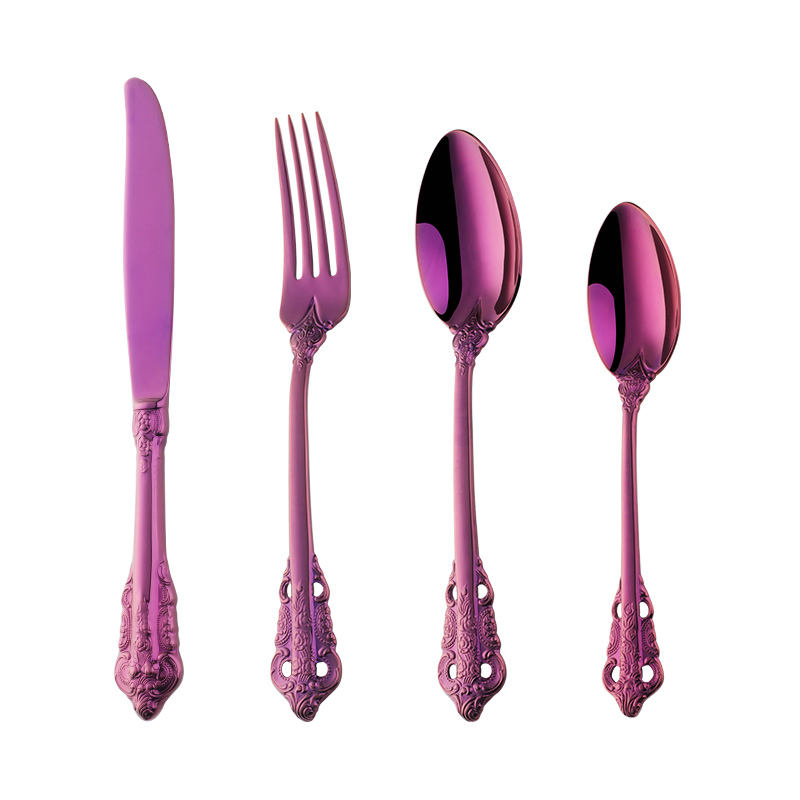 Varma Luksa Flatware Set Restoracio Reĝa 5 -Stela Hotela Tabulaj Kuleroj Kaj Forkoj Neoksidebla Ŝtala Geedziĝa Tutlego 3