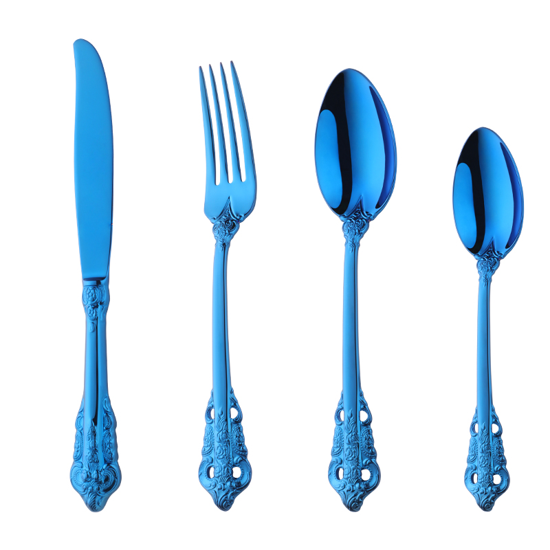 Varma Luksa Flatware Set Restoracio Reĝa 5 -Stela Hotela Tabulaj Kuleroj Kaj Forkoj Neoksidebla Ŝtala Geedziĝa Tutlego 1