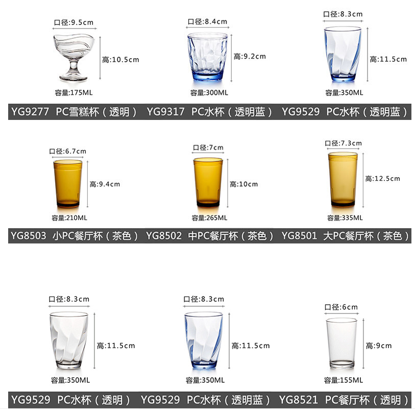 Akrila Akva Pokala Hotelo Restoracio Travidebla Vitra Pokala Plasa Plasta Trinkaĵo Biero -Pokalo por Festo 7