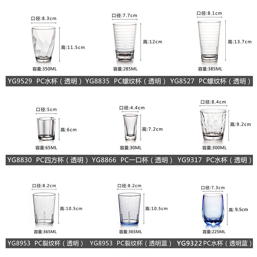 Akrila Akva Pokala Hotelo Restoracio Travidebla Vitra Pokala Plasa Plasta Trinkaĵo Biero -Pokalo por Festo 6