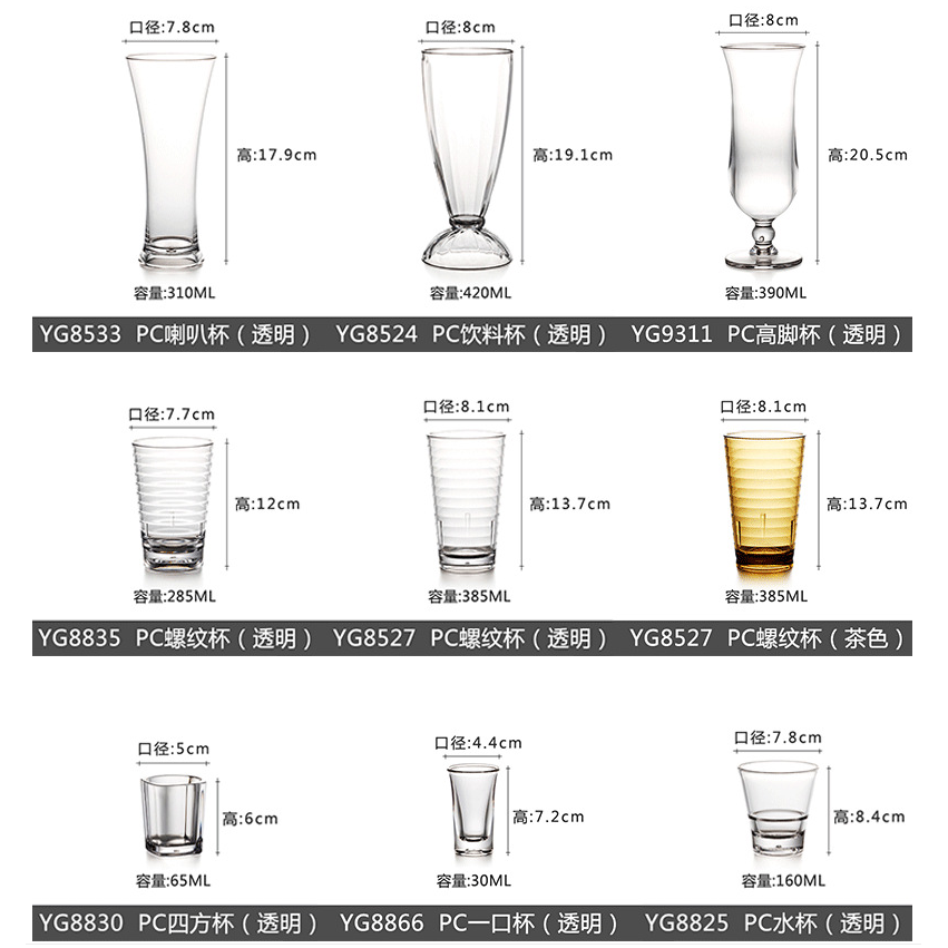 Akrila Akva Pokala Hotelo Restoracio Travidebla Vitra Pokala Plasa Plasta Trinkaĵo Biero -Pokalo por Festo 4