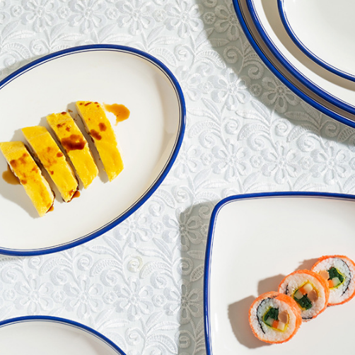 Luksa melamino A5 Plate Hotel Komercaj Pladoj Plato Aranĝu Blankan Diskon Imitaĵo Porcelana Norda Japana Tablotubo 3