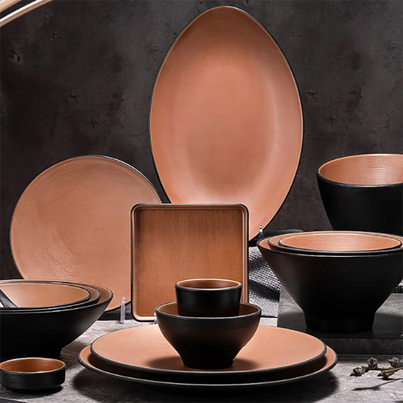 Dubaj A5 Melamine Jínebníček Set dřevěný design kulatý indická Korea Japonská náměstí Dezert Deska 1
