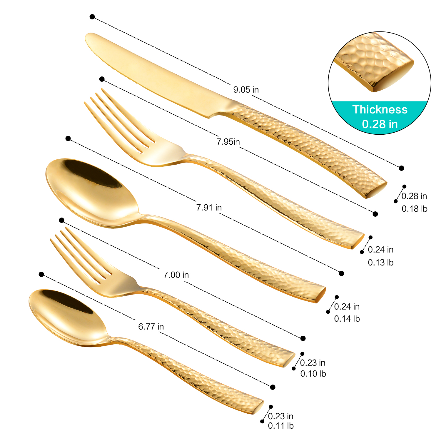 Amazon Hot Sell Hotel Flatware Fabrikistoj Rekta Neoksidebla Ŝtala Restoracio Tranĉilo Steak Tranĉilo Forka Teo -Kulero 2