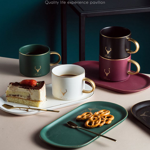 INS Gold Handle Cups ceramikaj tasoj kafo posttagmeza teo hejma donaco logo personigo 220ml 7