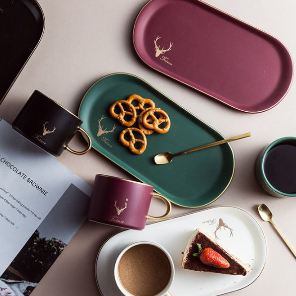 INS Gold Handle Cups ceramikaj tasoj kafo posttagmeza teo hejma donaco logo personigo 220ml 6