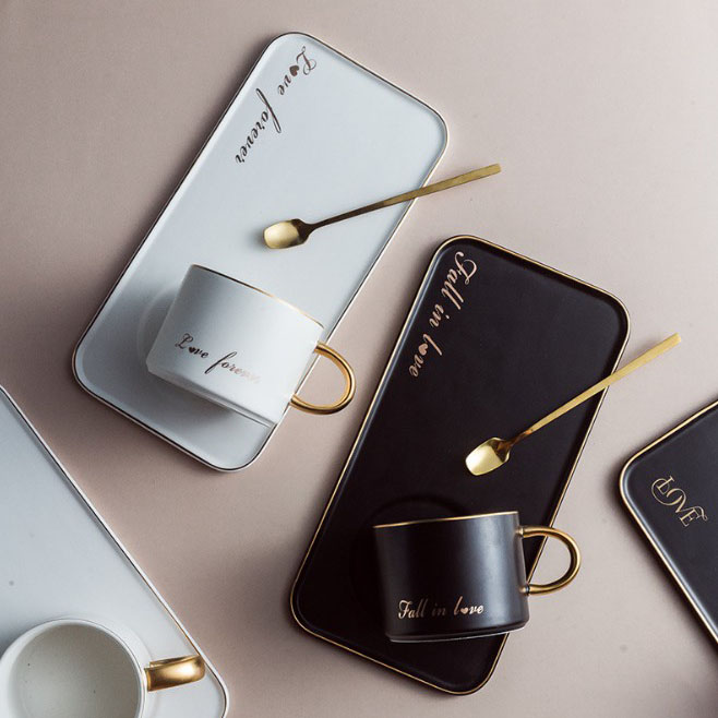 Brett Populara Lakta Pokalo Oficejo Laboraj Kafaj Mugs Desertaj Platoj Ceramikaj Matenmanĝaj Tasoj Kun Manĝaĵoj 220ml 8