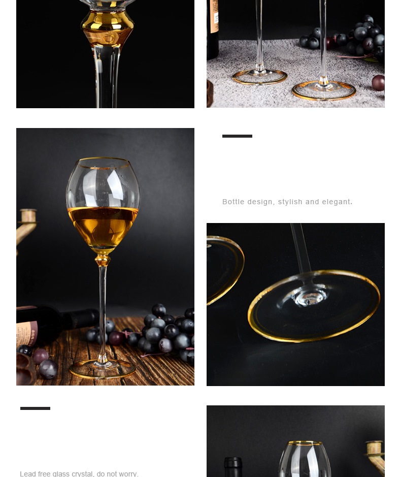 Kristala Vitra Ora Goblet Gilt Rim Champagne Cup Set European Personality Wine Glass 3