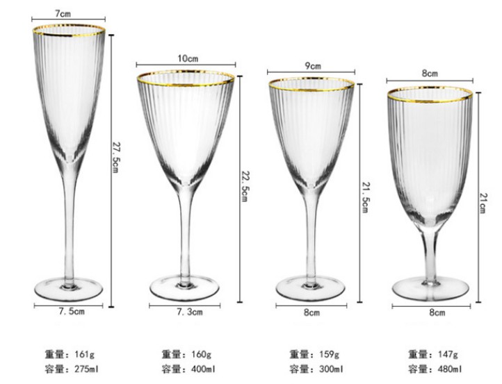 Eŭropa Krea Kristala Kobolda Ruĝa Vino Glaso Ora Bordo Ĉampana Vitro 1