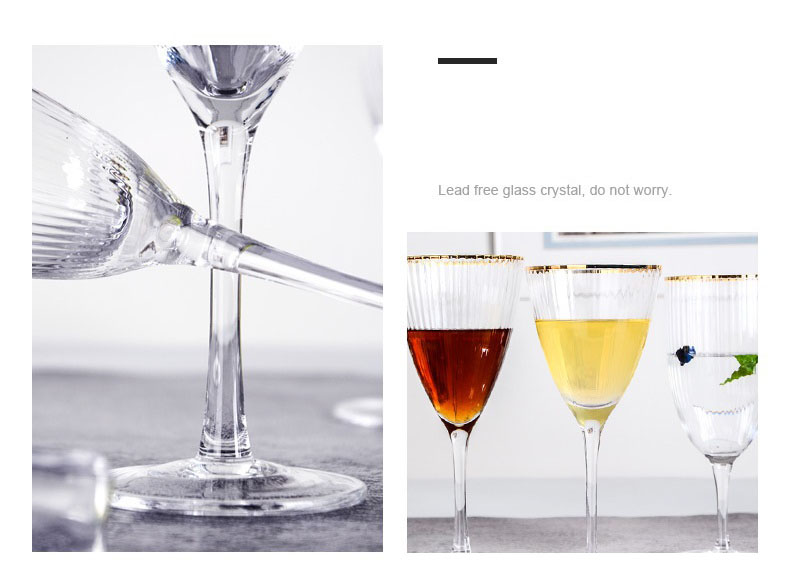 Eŭropa Krea Kristala Kobolda Ruĝa Vino Glaso Ora Bordo Ĉampana Vitro 3