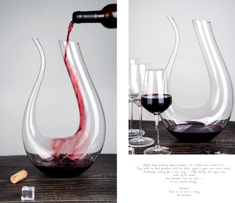 U tajpu personigitan kristalan vitran vinon decanter kreivan vinon poto 1500ml hotelaj restoracioj 1