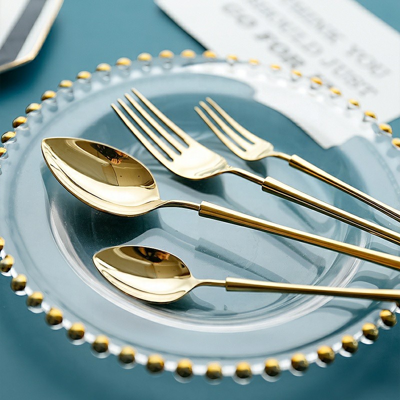 Geedziĝo Ora 304 Neoksidebla Ŝtala Tranĉilo Luksa Bifsteko Okcidenta Tabla Kuketo -Tondiloj Rondaj Teniloj 5