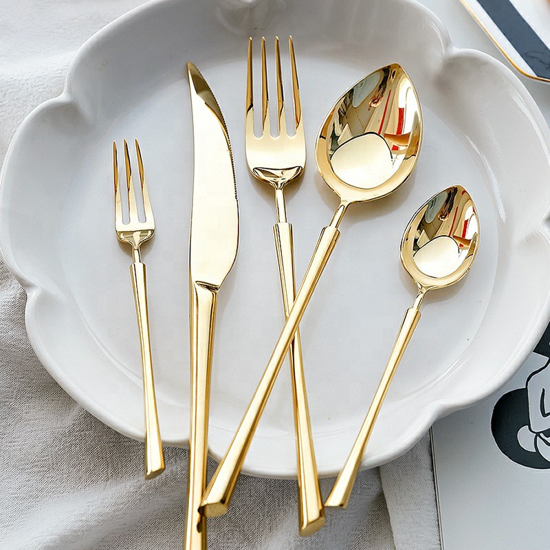 Geedziĝo Ora 304 Neoksidebla Ŝtala Tranĉilo Luksa Bifsteko Okcidenta Tabla Kuketo -Tondiloj Rondaj Teniloj 4