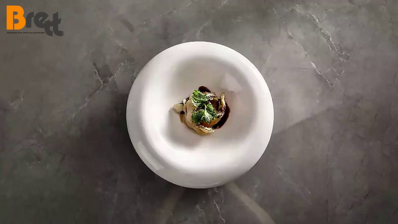 Krea porcelana ŝtona telero pladoj gastigas, platonan vespermanĝon vajilla 3