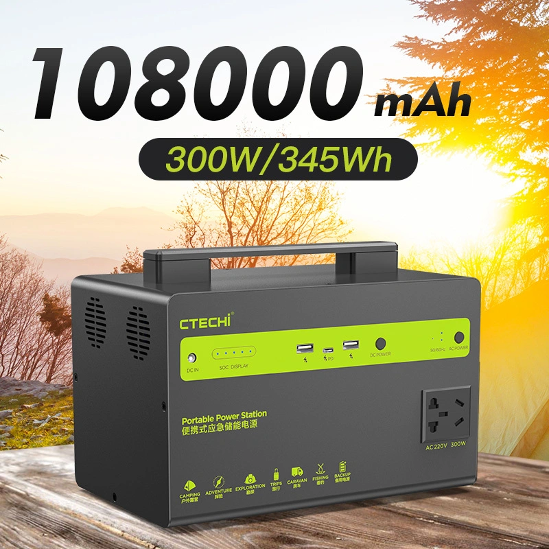 CTECHI 345Wh 300W High Capacity Portable Rechargeable Solar Power Station For Emergency 1