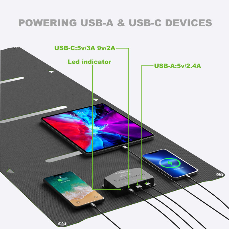 Bester Preis 30W Solarpanel für tragbares Kraftwerk iPhone iPad Fabrikhersteller Großhandel 6