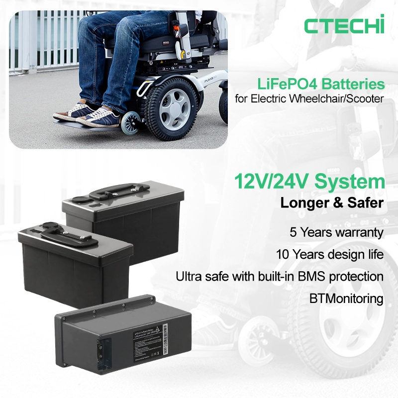 Professional 24v 25.2v 10Ah 11.6Ah 12Ah 15Ah Electric Wheelchair Li Po Lithium Battery Supplier-CTECHi 1