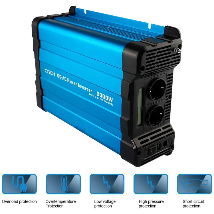 LCD Display 2000W 600W 800W 1000W 1500W 2500W 3000W 12V 24V 48V Dc To Ac100V 110V 120V 220V 230V 240V Off Grid Pure Sine Wave Power Inverter With Remote Control 5