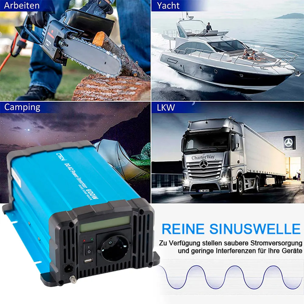 LCD Display 2000W 600W 800W 1000W 1500W 2500W 3000W 12V 24V 48V Dc To Ac100V 110V 120V 220V 230V 240V Off Grid Pure Sine Wave Power Inverter With Remote Control 6