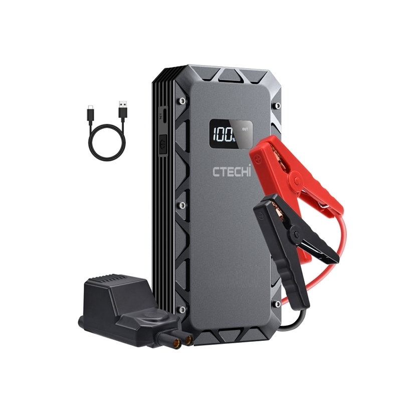 CTECHI CT-07 Kompaktes 12-V-Auto-Notfall-Starthilfegerät – 10.000 mAh Powerbank mit Schnellladefunktion und integrierter Taschenlampe 1