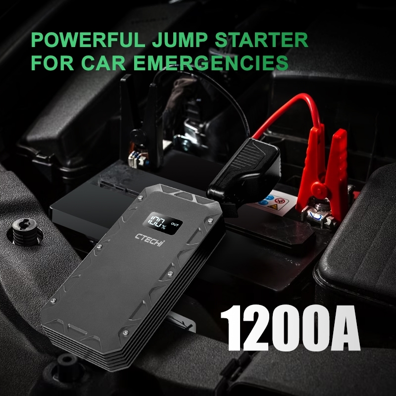 CTECHI CT-07 Compact 12V Car Emergency Jump Starter — 10000 mAh Power Bank with Fast-Charging & Integrated Flashlight 3