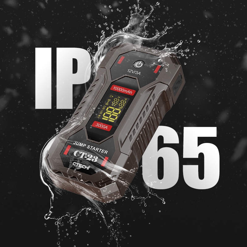 CTECHI CT-23 12V Car Emergency Jump Starter – 10000 mAh Power Bank with 3000 A Peak, Fast-Charging & Built-in Flashlight 5