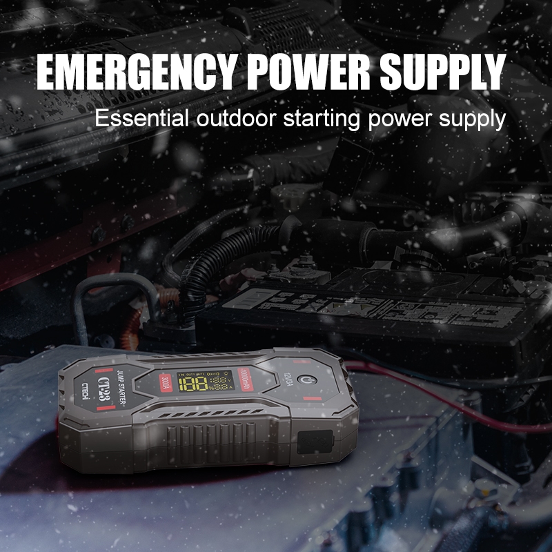 CTECHI CT-23 12V Car Emergency Jump Starter – 10000 mAh Power Bank with 3000 A Peak, Fast-Charging & Built-in Flashlight 6